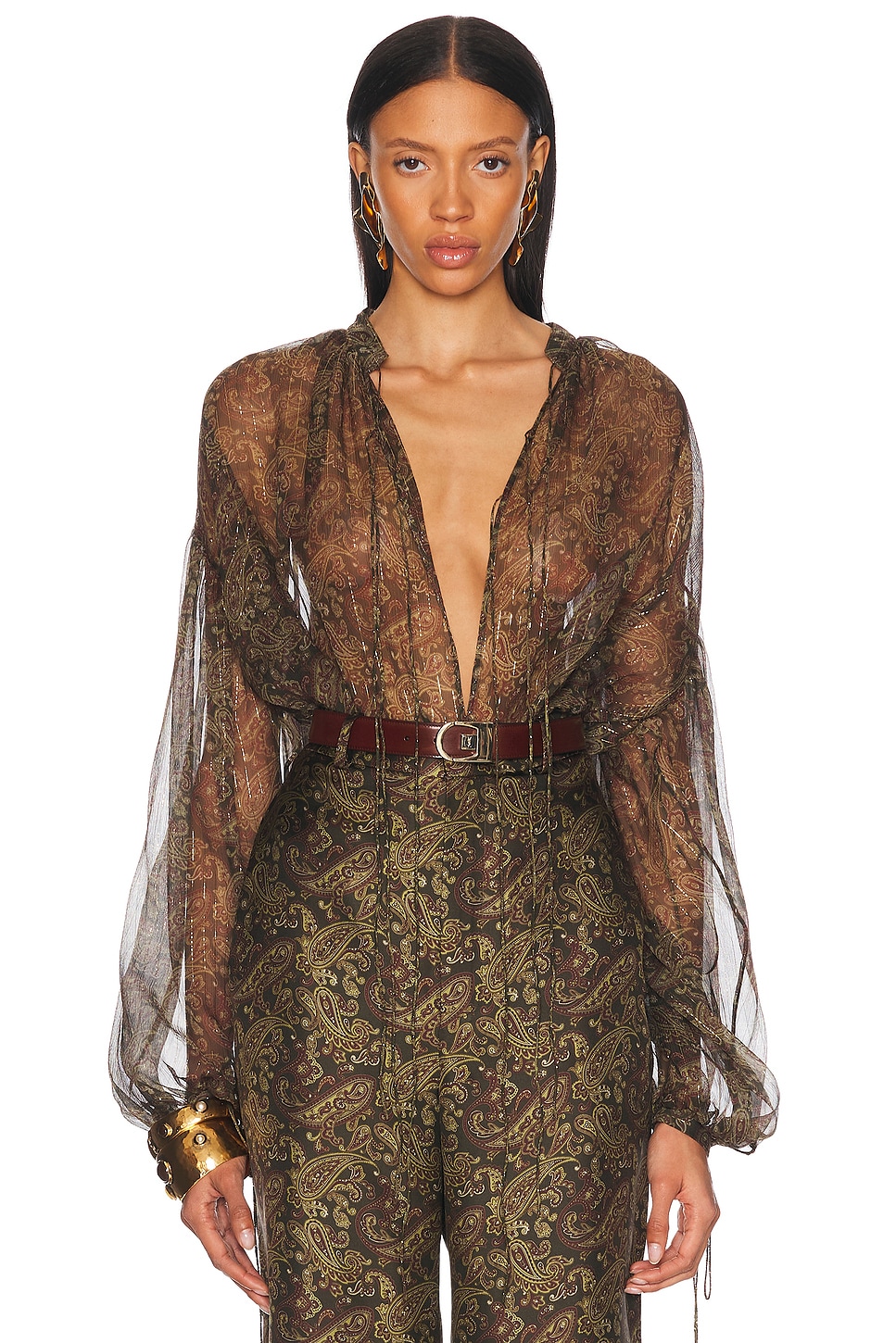 Saint Laurent Tie Neck Blouse