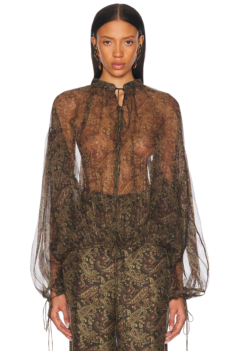 Saint Laurent Tie Neck Blouse