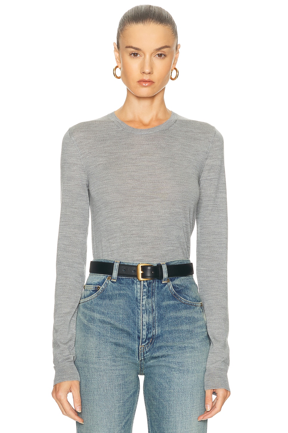 Image 1 of Saint Laurent Long Sleeve Top in Gris Chine
