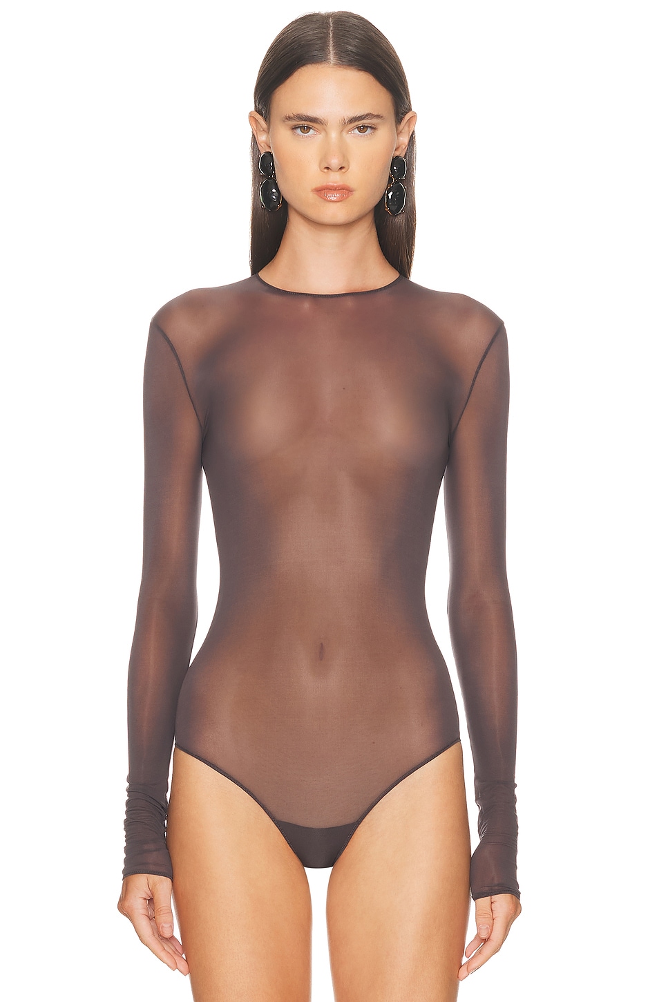 Saint Laurent Long Sleeve Top In Brown