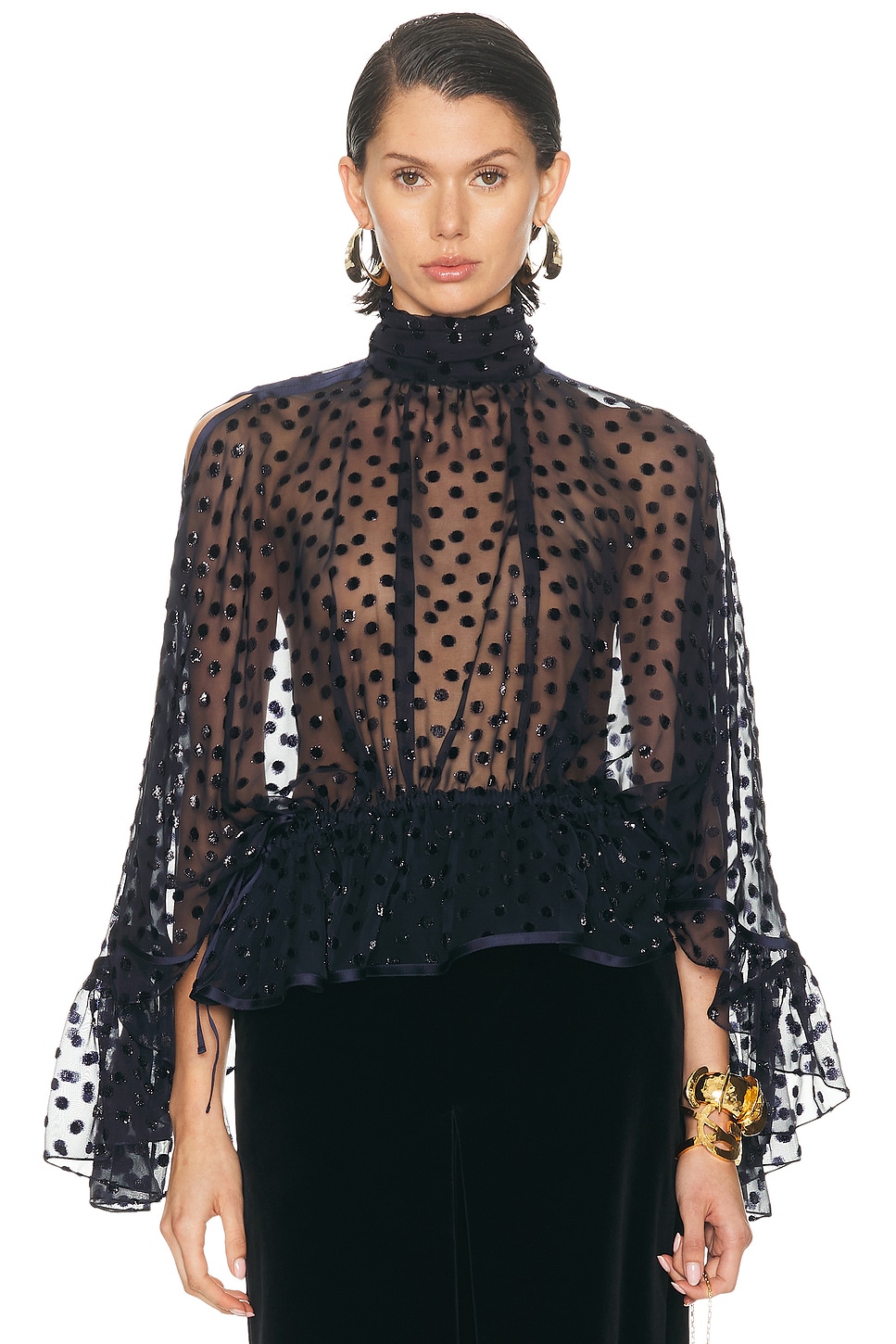 Saint Laurent Long Sleeve Top In Blue