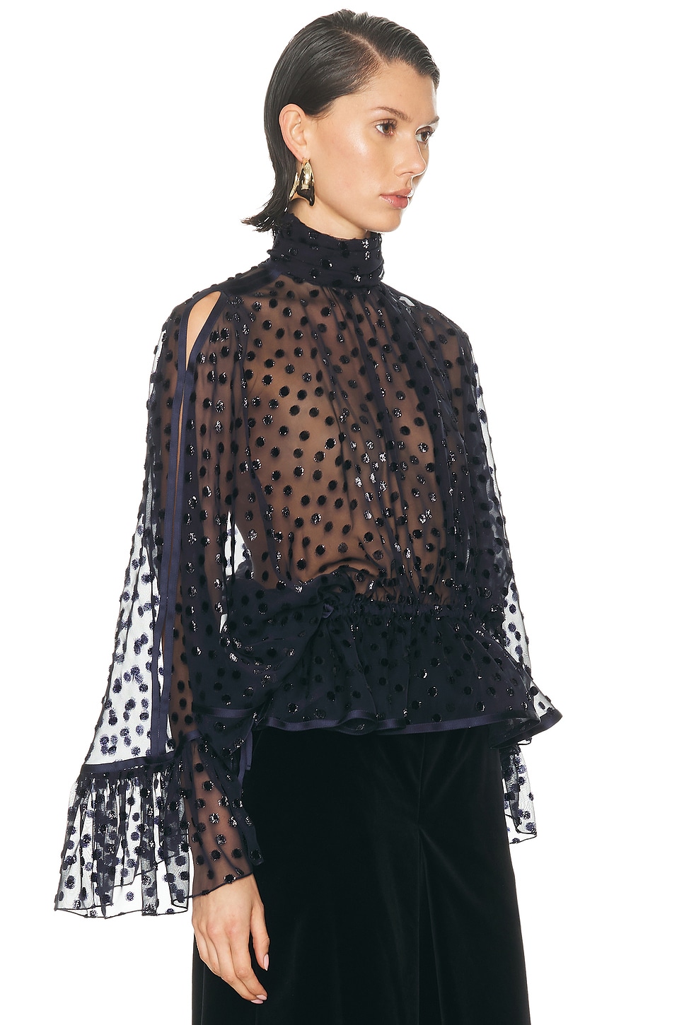 Saint Laurent Long Sleeve Top In Blue