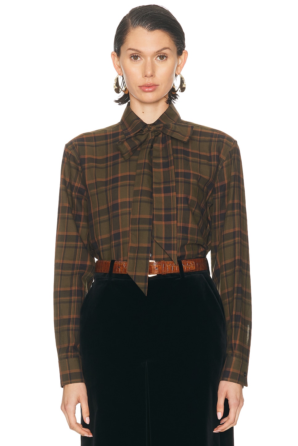 Image 1 of Saint Laurent Long Sleeve Top in Fakland Checks
