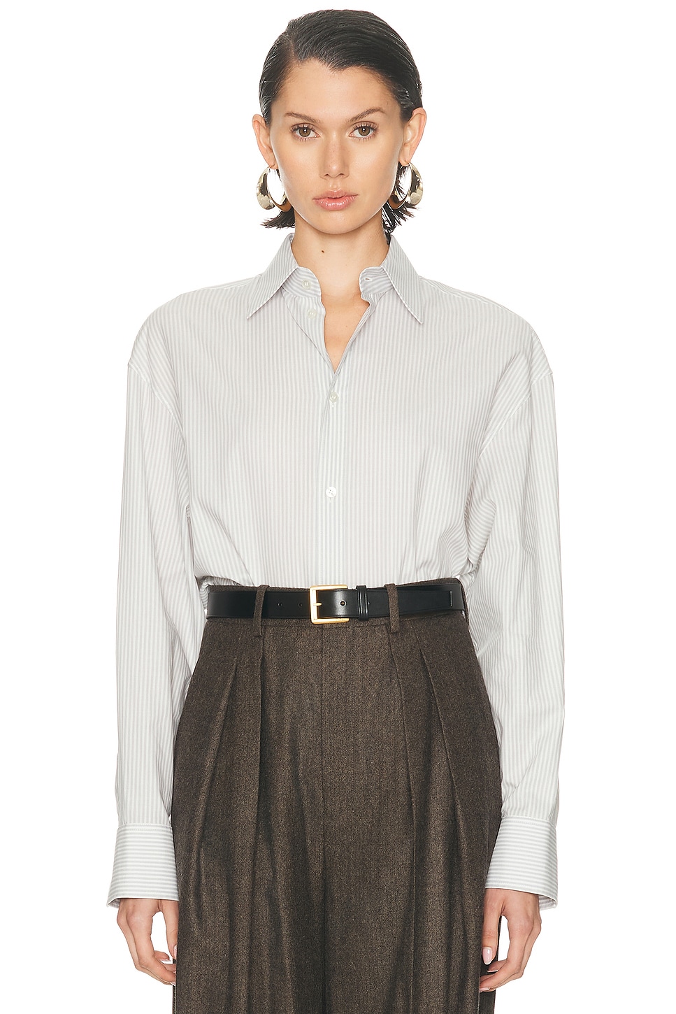 Saint Laurent Button Up Top In Gray