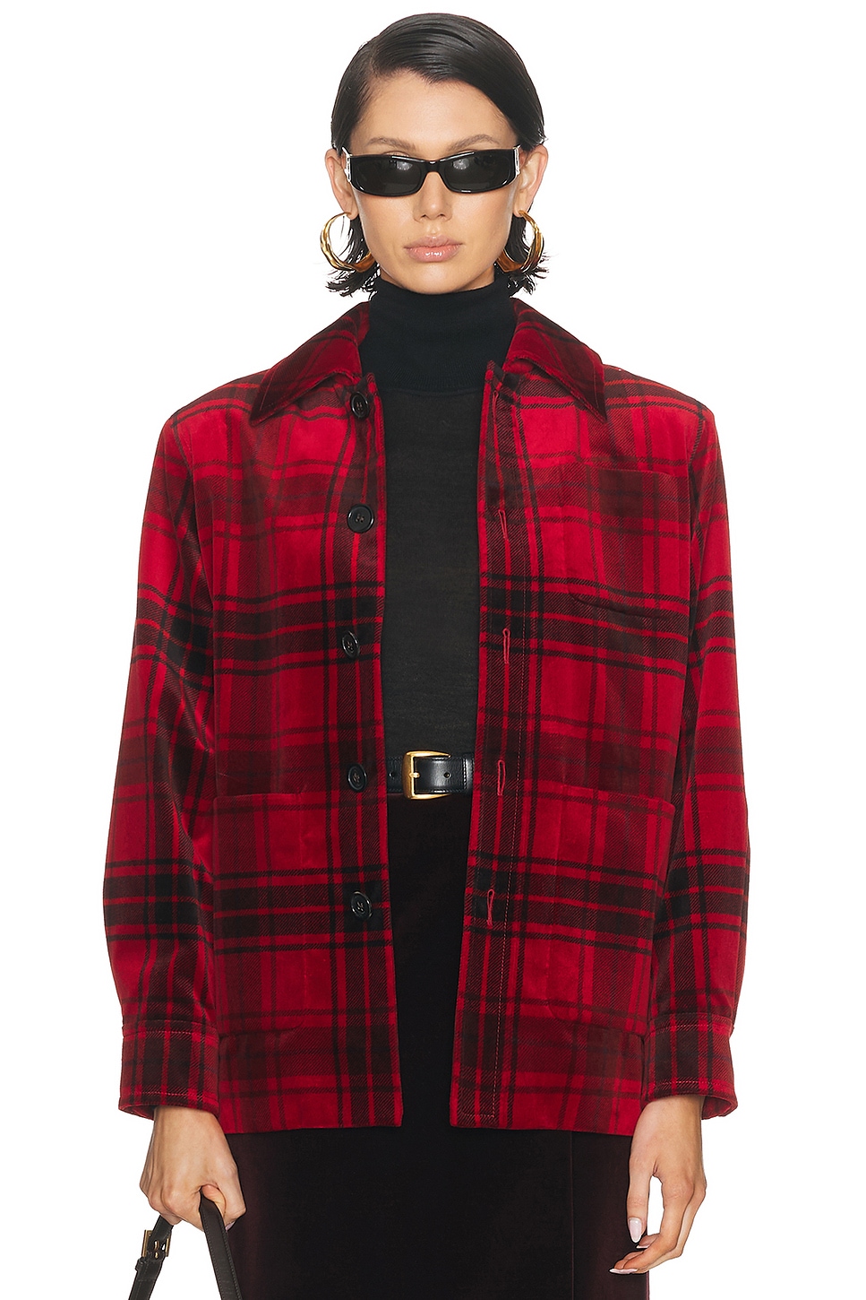 Image 1 of Saint Laurent Long Sleeve Top in Rouge