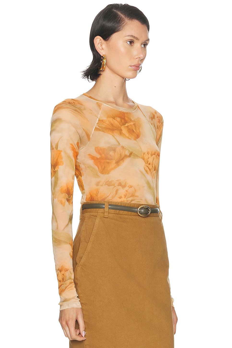 Saint Laurent Long Sleeve Top In Multi