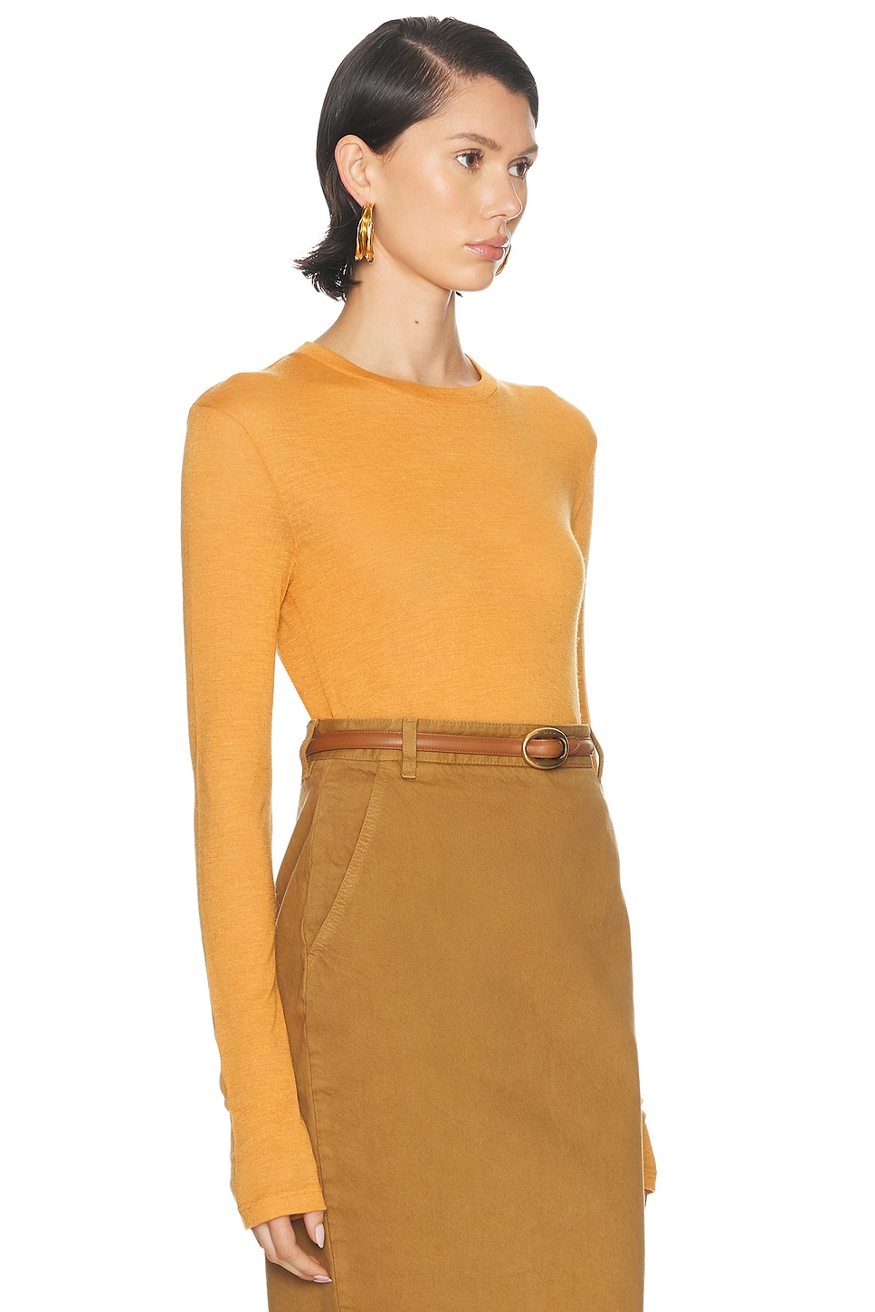 Saint Laurent Long Sleeve Top In Yellow