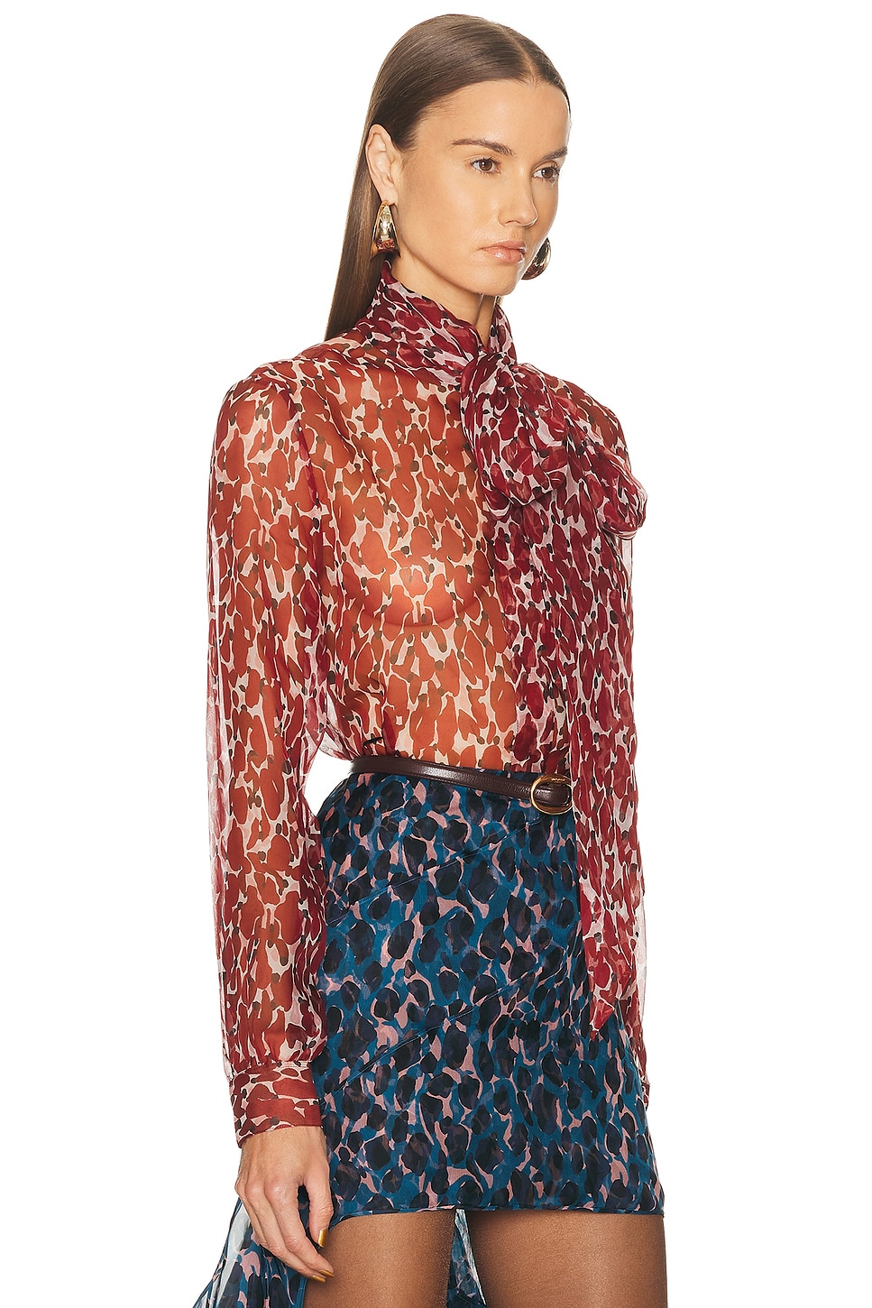 Saint Laurent Long Sleeve Top In Brown