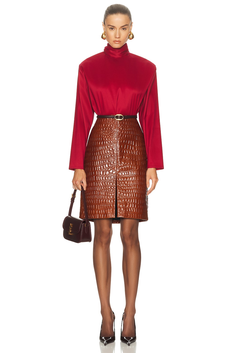 Image 1 of Saint Laurent Long Sleeve Top in Rouge