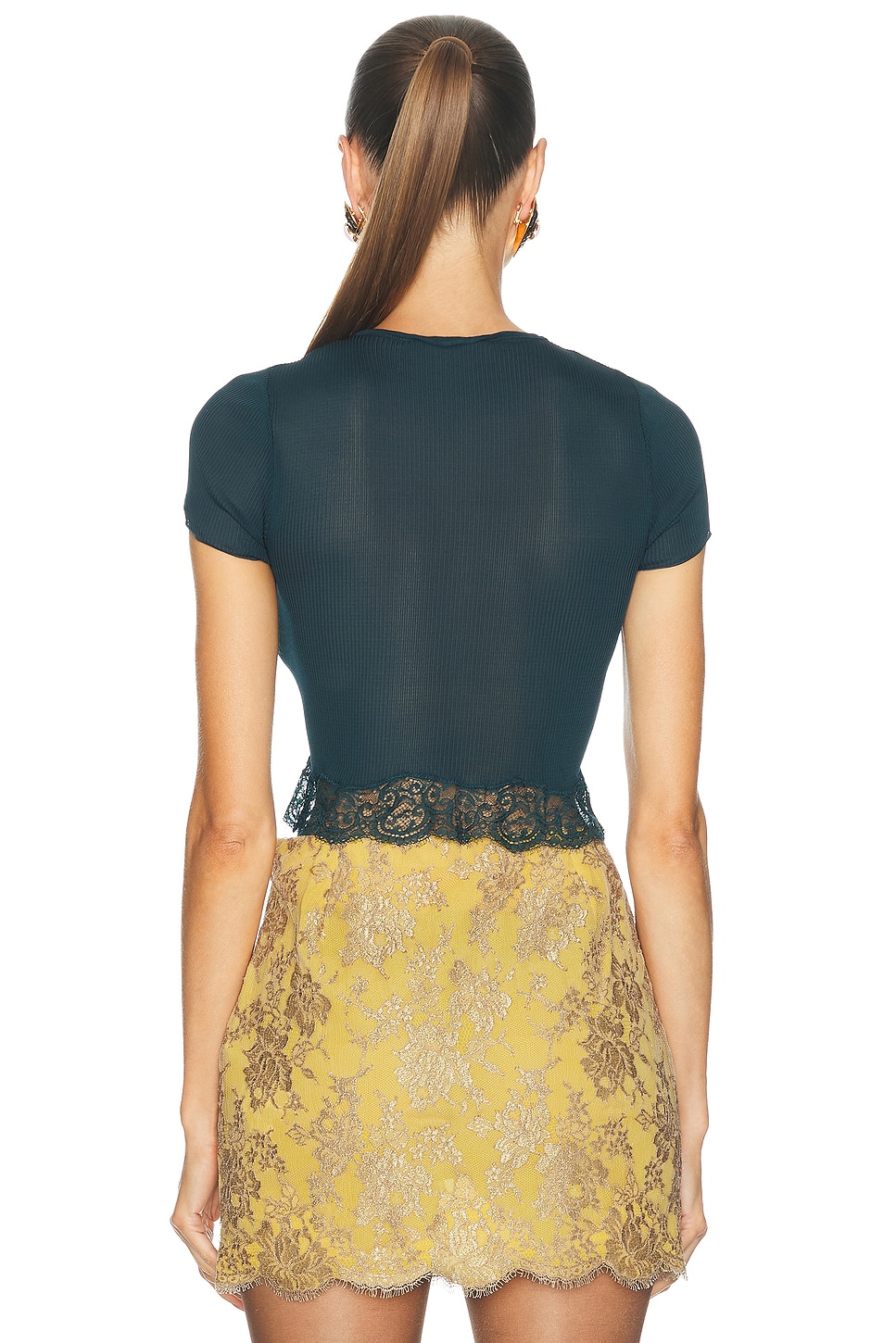 Saint Laurent Lace Trimmed Tee