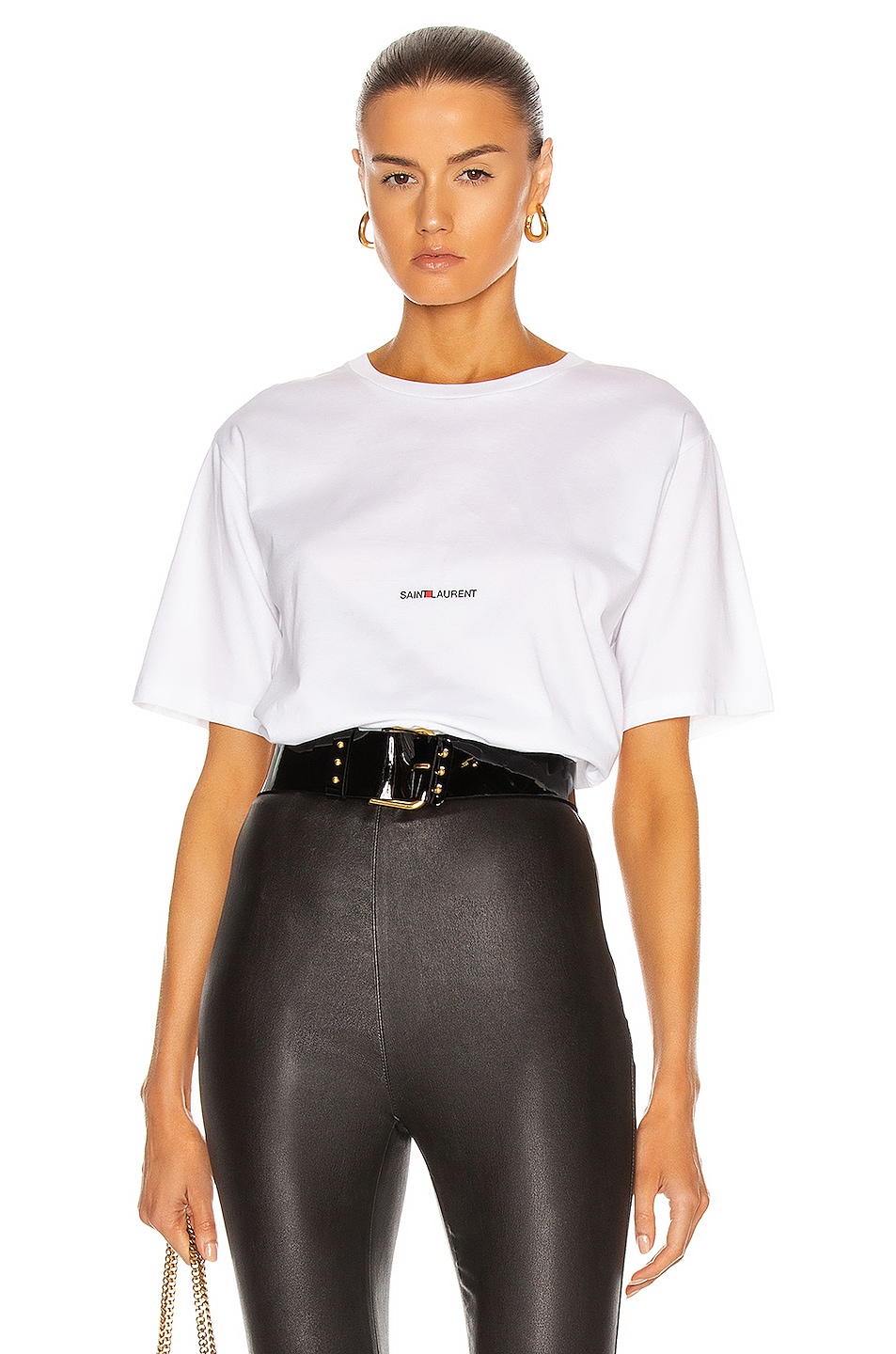 Image 1 of Saint Laurent Small Logo Tee in White