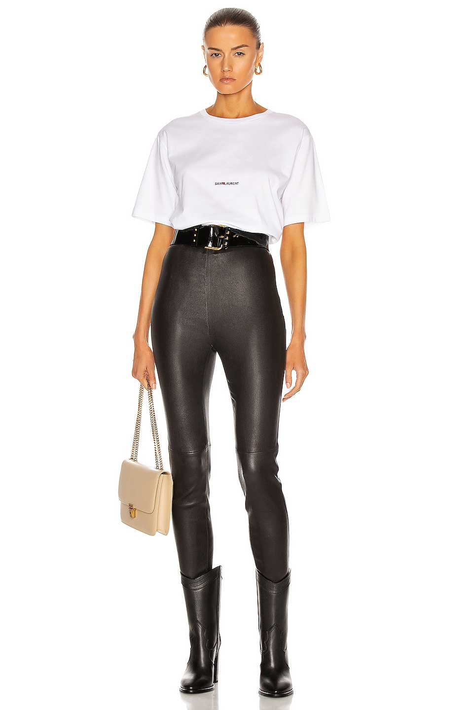 saint laurent small logo tee