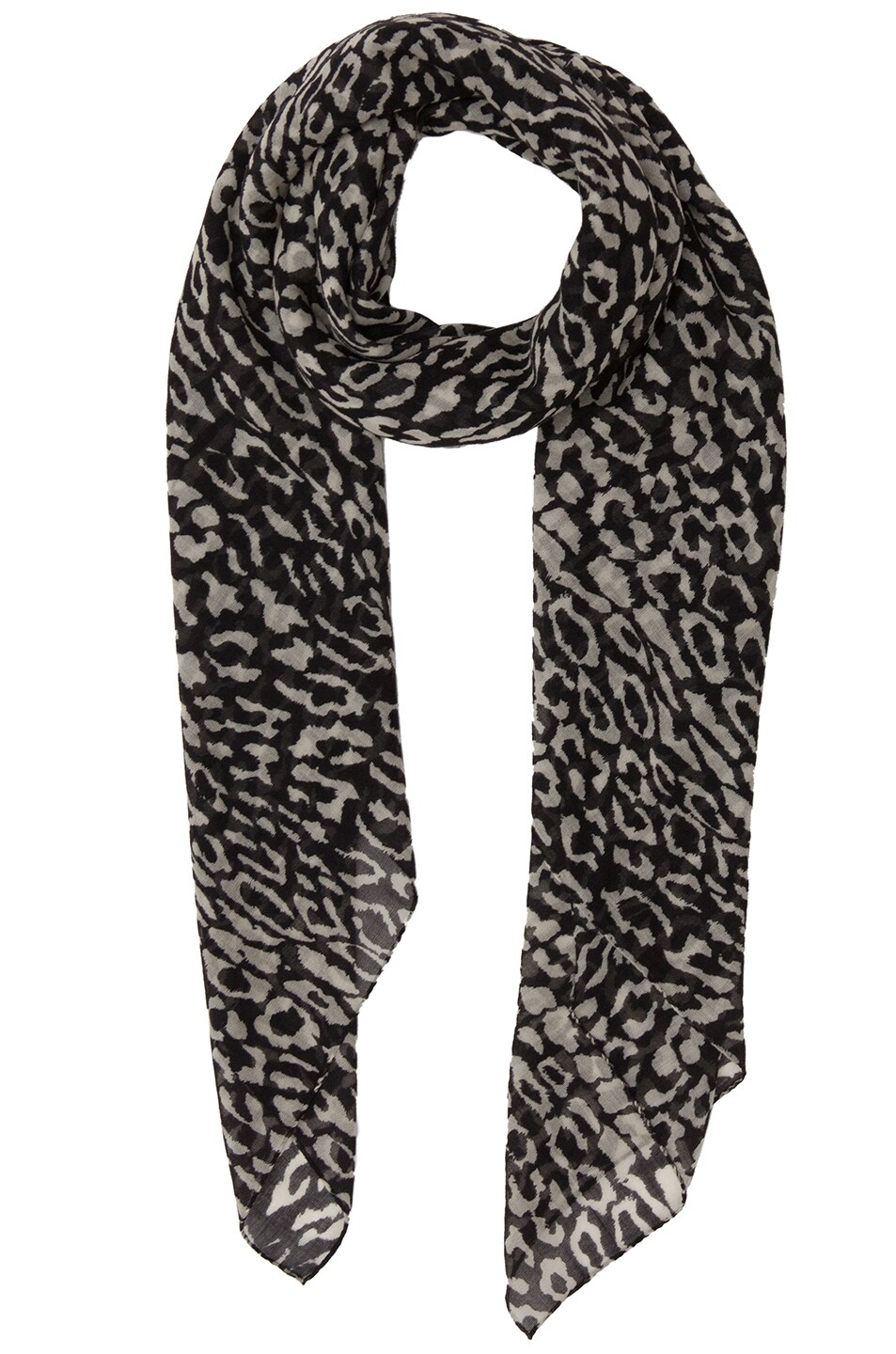 Image 1 of Saint Laurent Leopard Print Big Scarf in Black & Off White