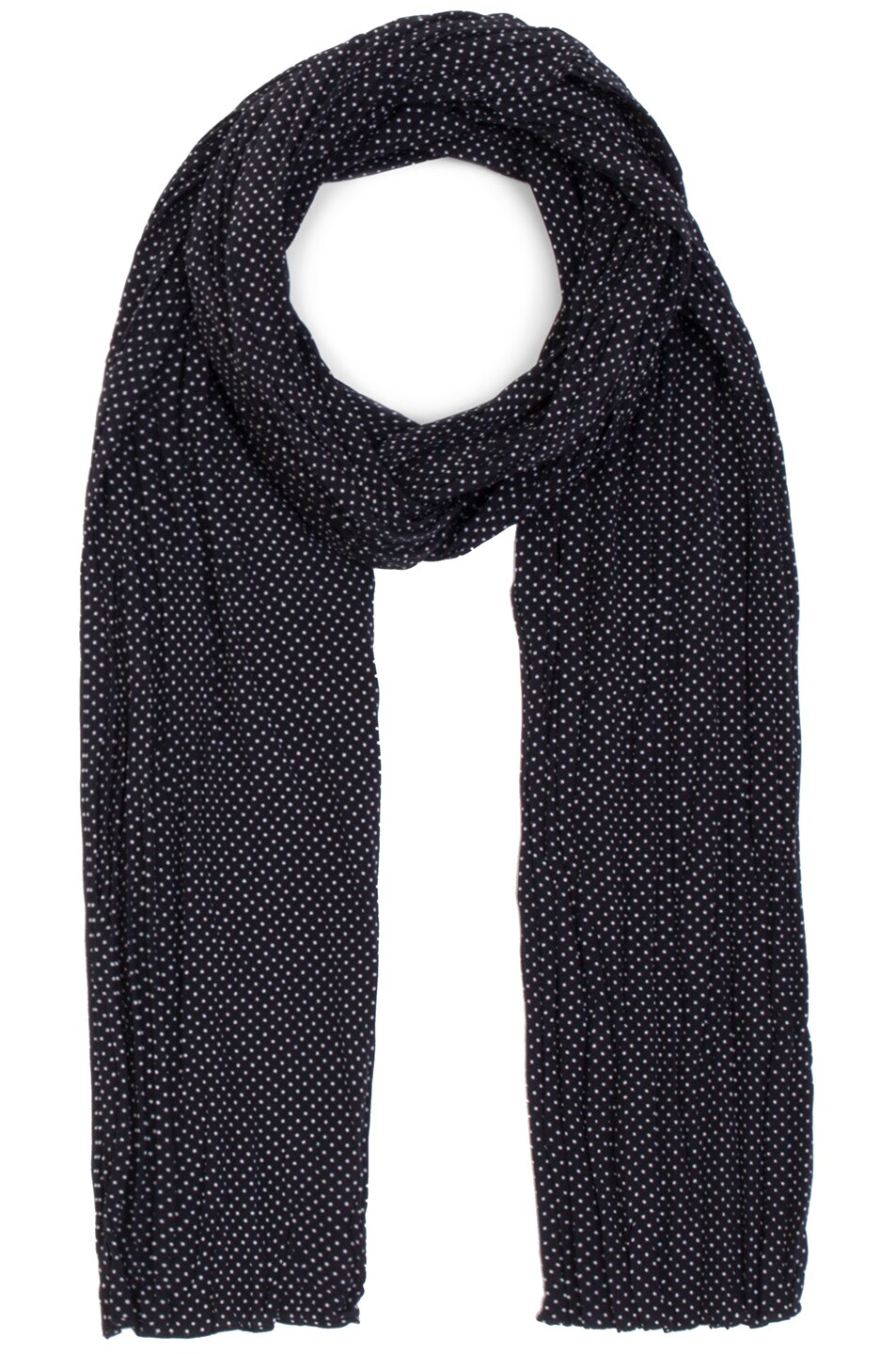 Image 1 of Saint Laurent Pleated Crepe De Chine Dot Scarf in Black & White