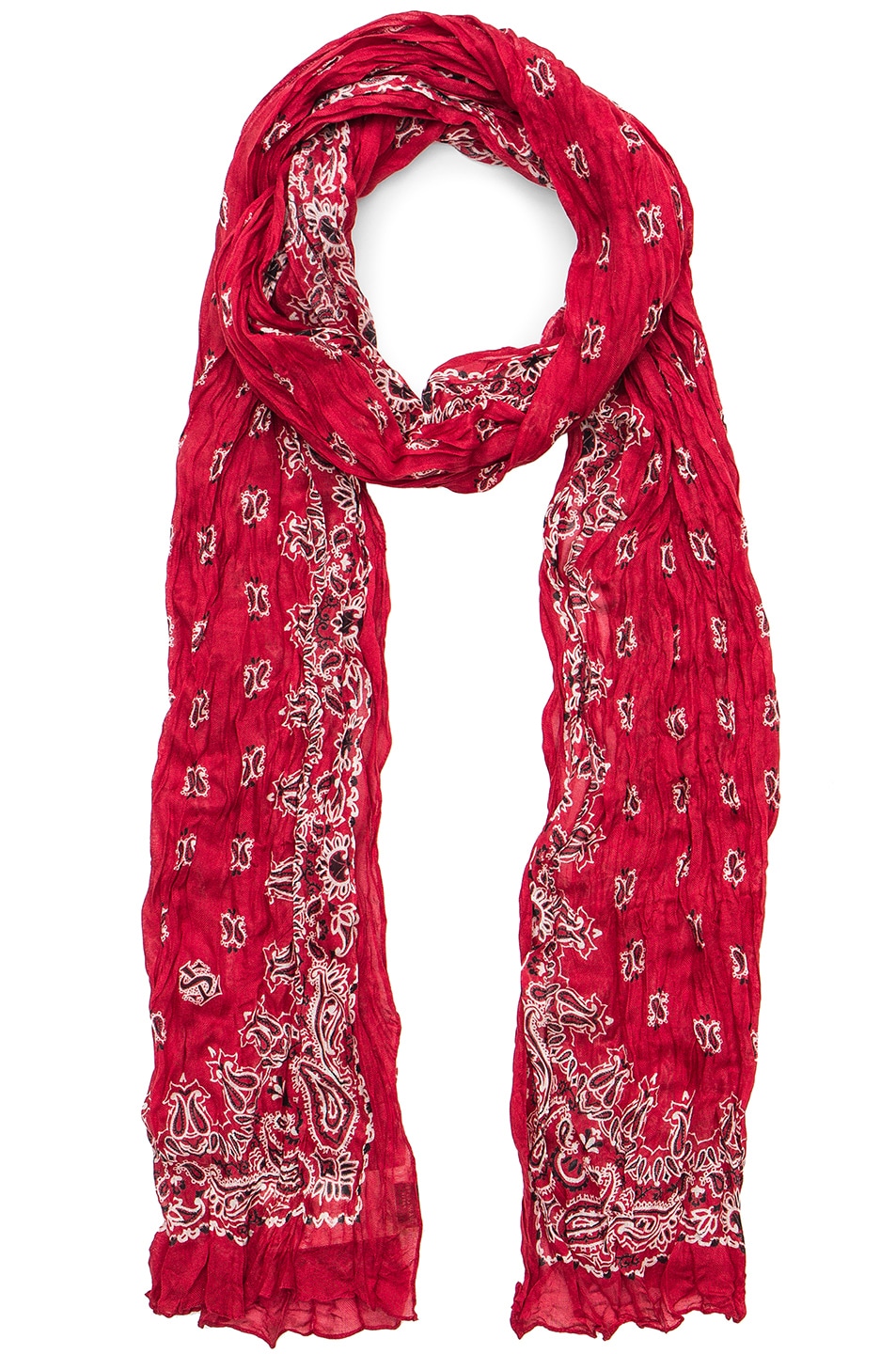 Image 1 of Saint Laurent Pleated Bandana Scarf in Red & White