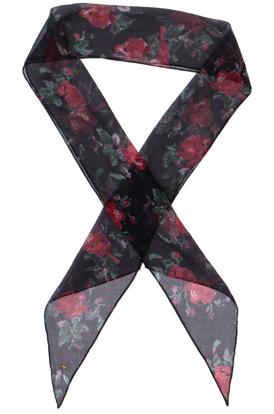 Image 1 of Saint Laurent Grunge Roses Scarf in Black & Red