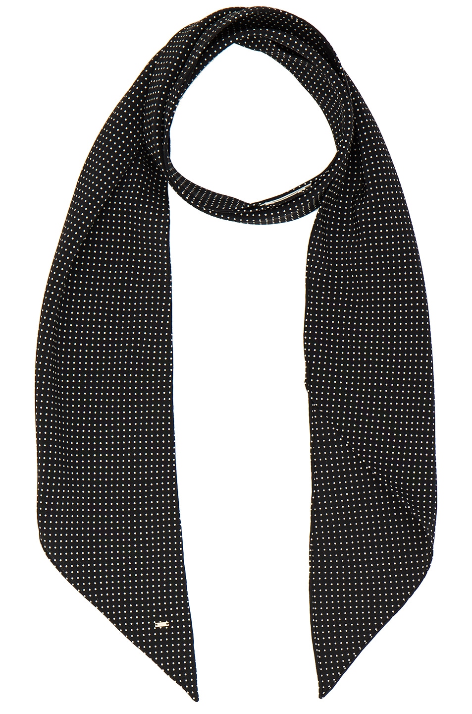 Image 1 of Saint Laurent Polka Dot Print Crepe Scarf in Black & Ivory