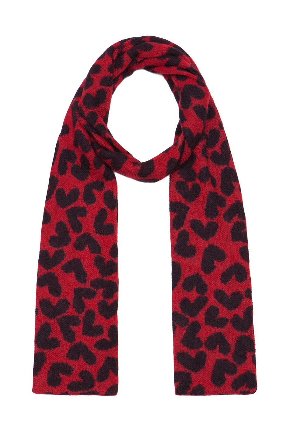 Image 1 of Saint Laurent Jacquard Heart Scarf in Red & Black