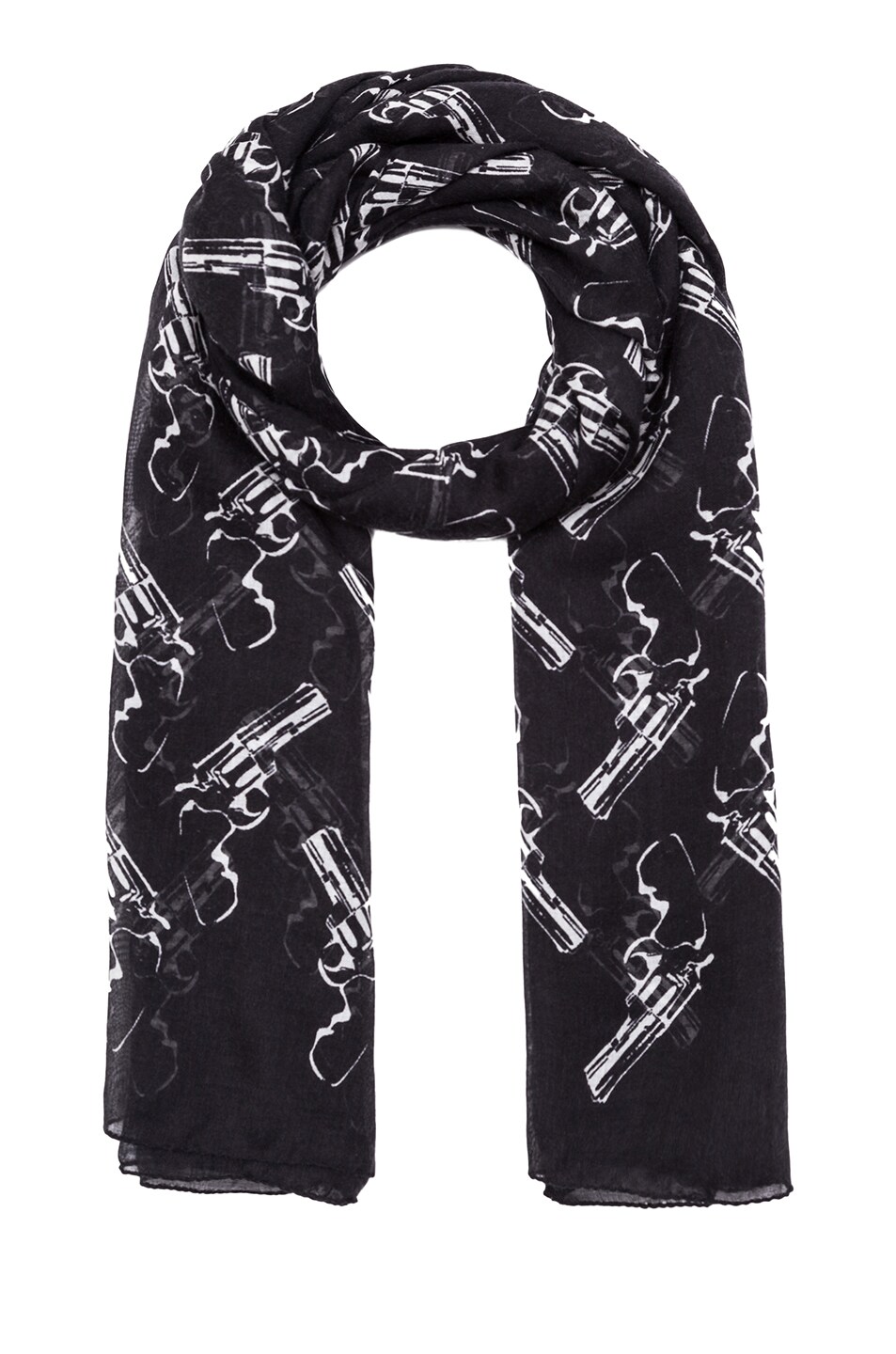 Image 1 of Saint Laurent Cashmere-Blend Gun Print Grande Stole in Black & White