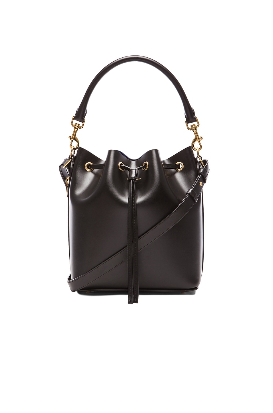Image 1 of Saint Laurent Medium Emmanuelle Bucket Bag in Black & Bleu Majorelle
