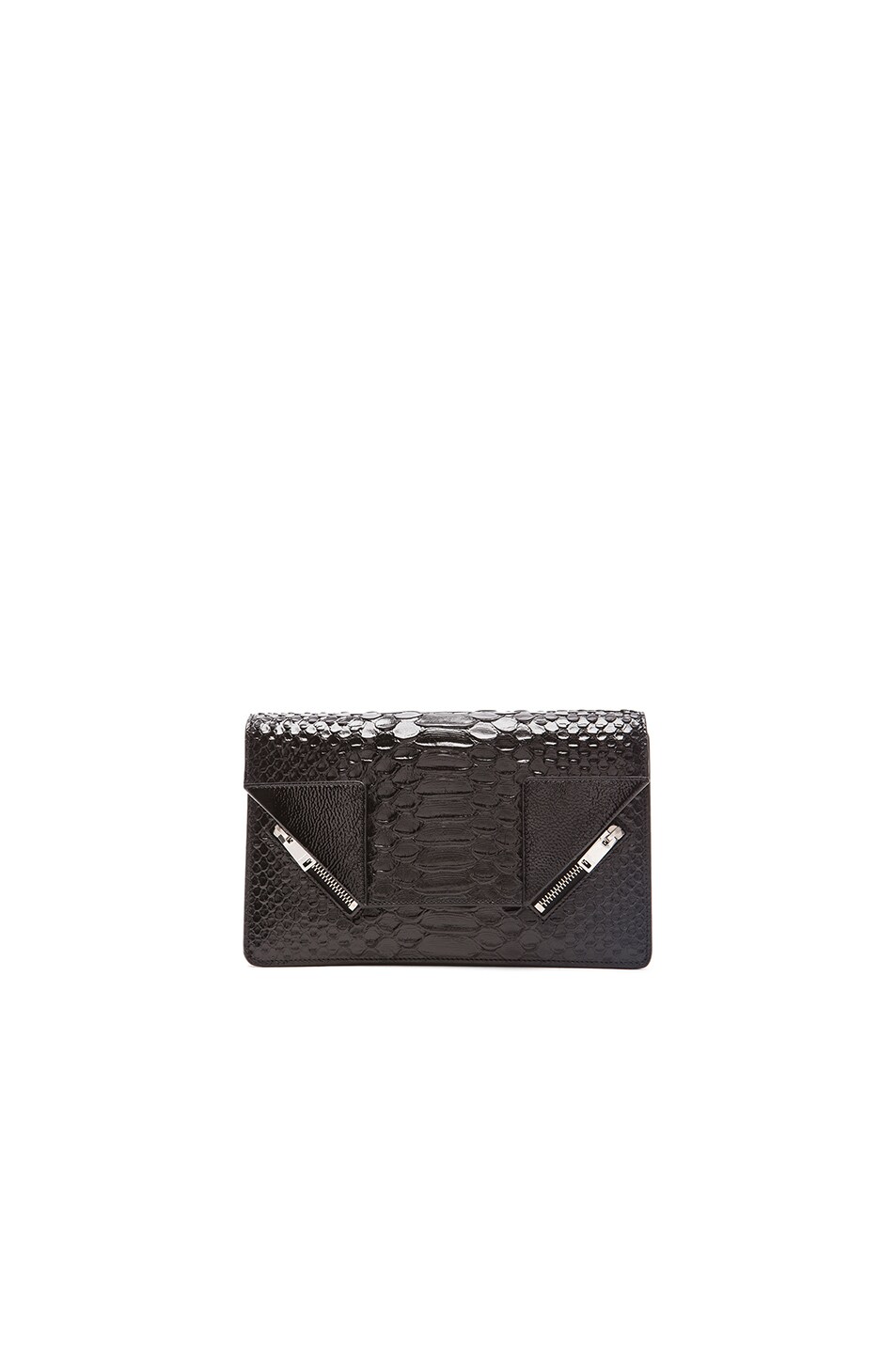 Image 1 of Saint Laurent Embossed Python & Patent Betty Clutch in Black