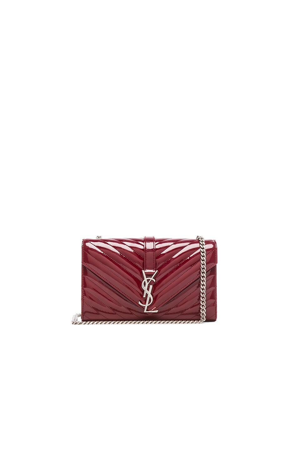 Image 1 of Saint Laurent Small Patent Monogram Chain Bag in Oxblood