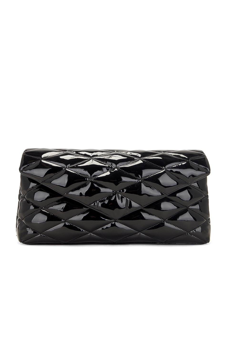 Large Sade Patent Puffer Clutch in Black