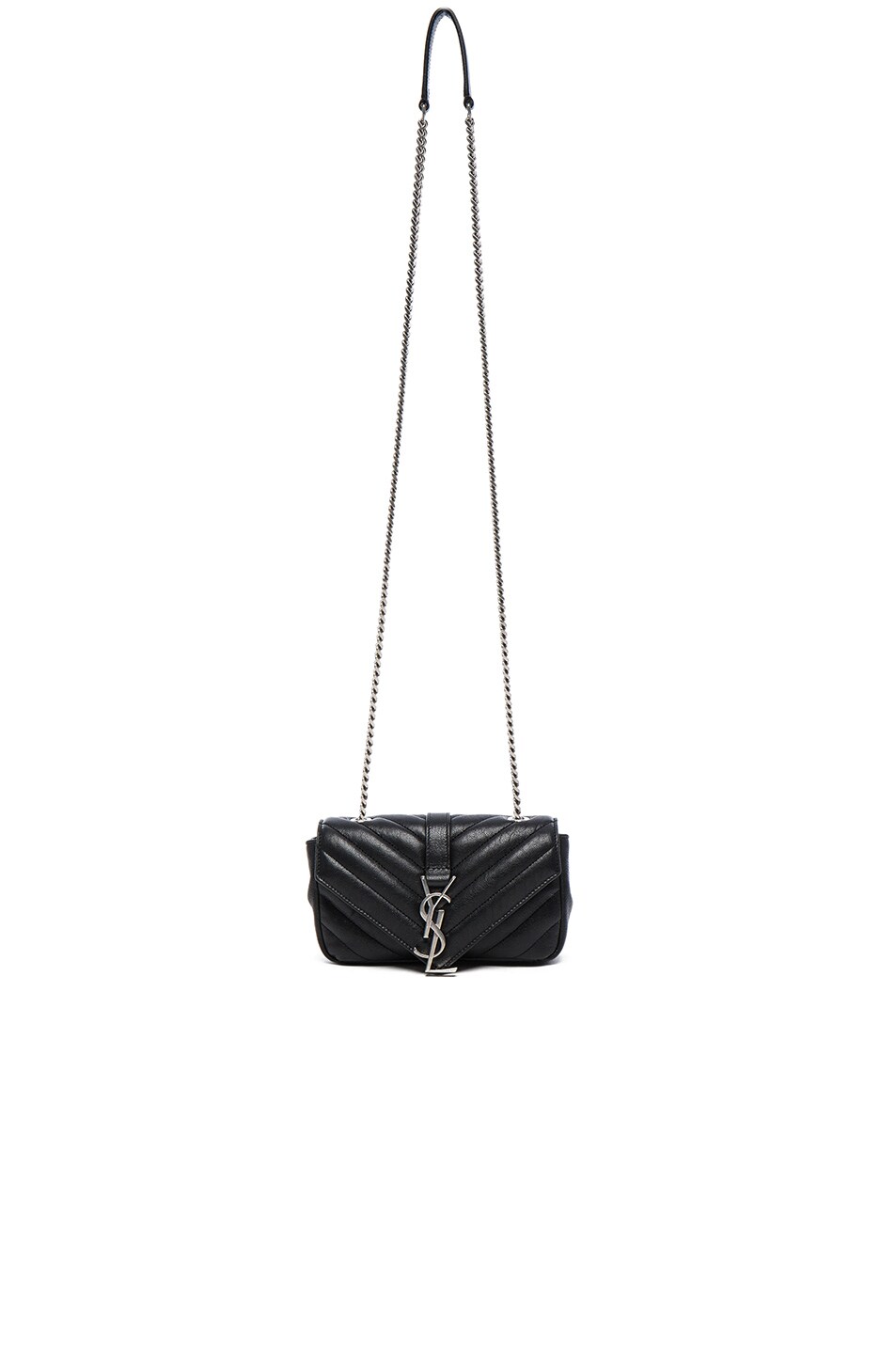 Image 1 of Saint Laurent Baby Monogramme Quilted Chain Bag in Black