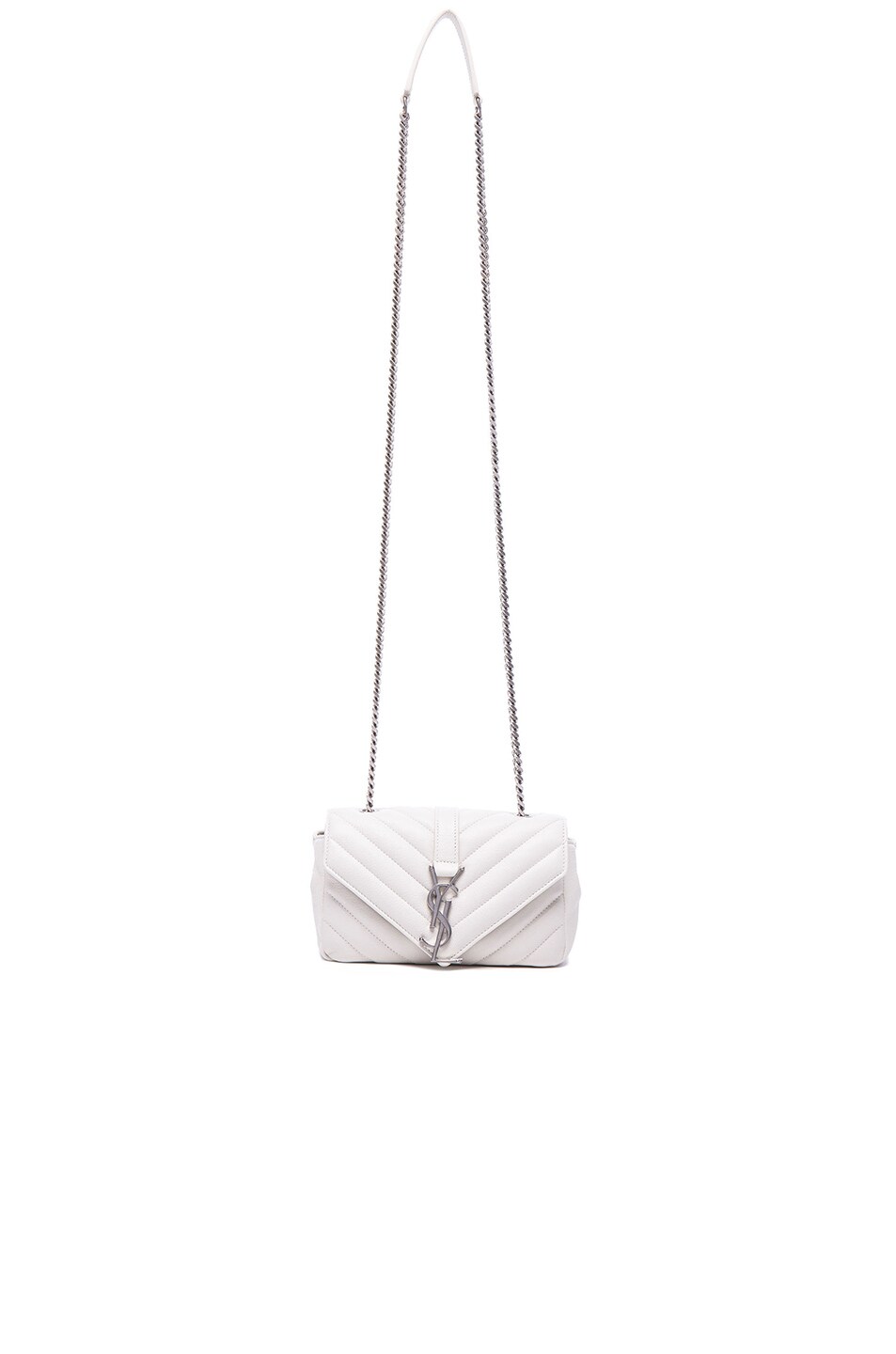 Image 1 of Saint Laurent Baby Monogramme Quilted Chain Bag in White