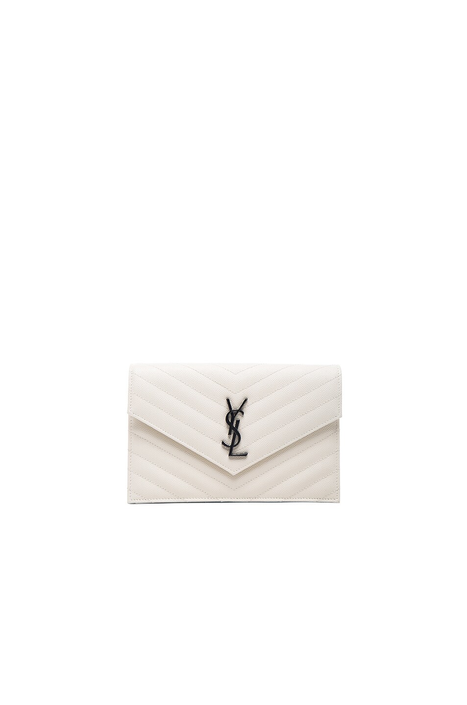 Image 1 of Saint Laurent Monogramme Chain Wallet in White