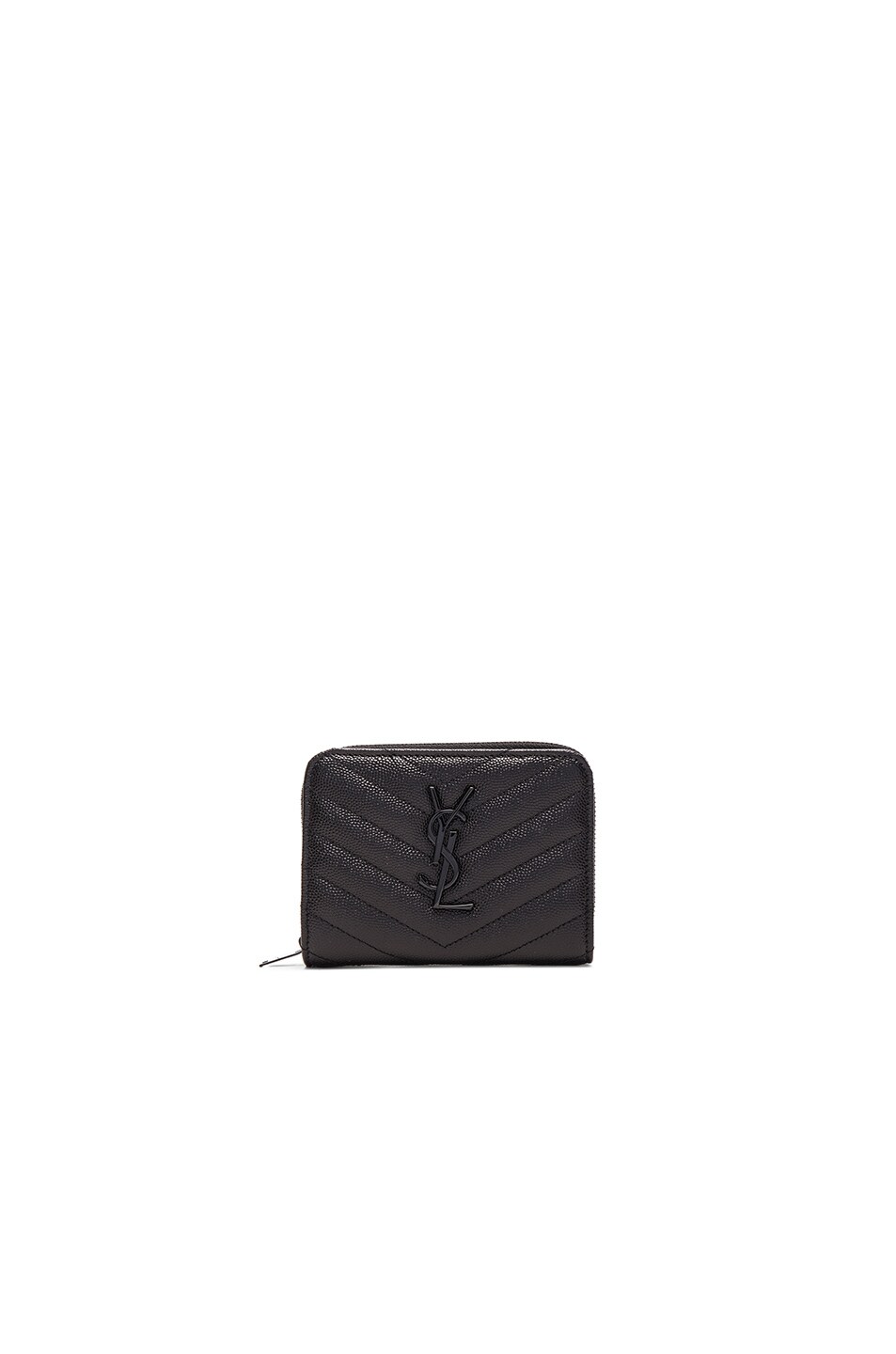 Image 1 of Saint Laurent Monogramme Compact Zip Wallet in Black