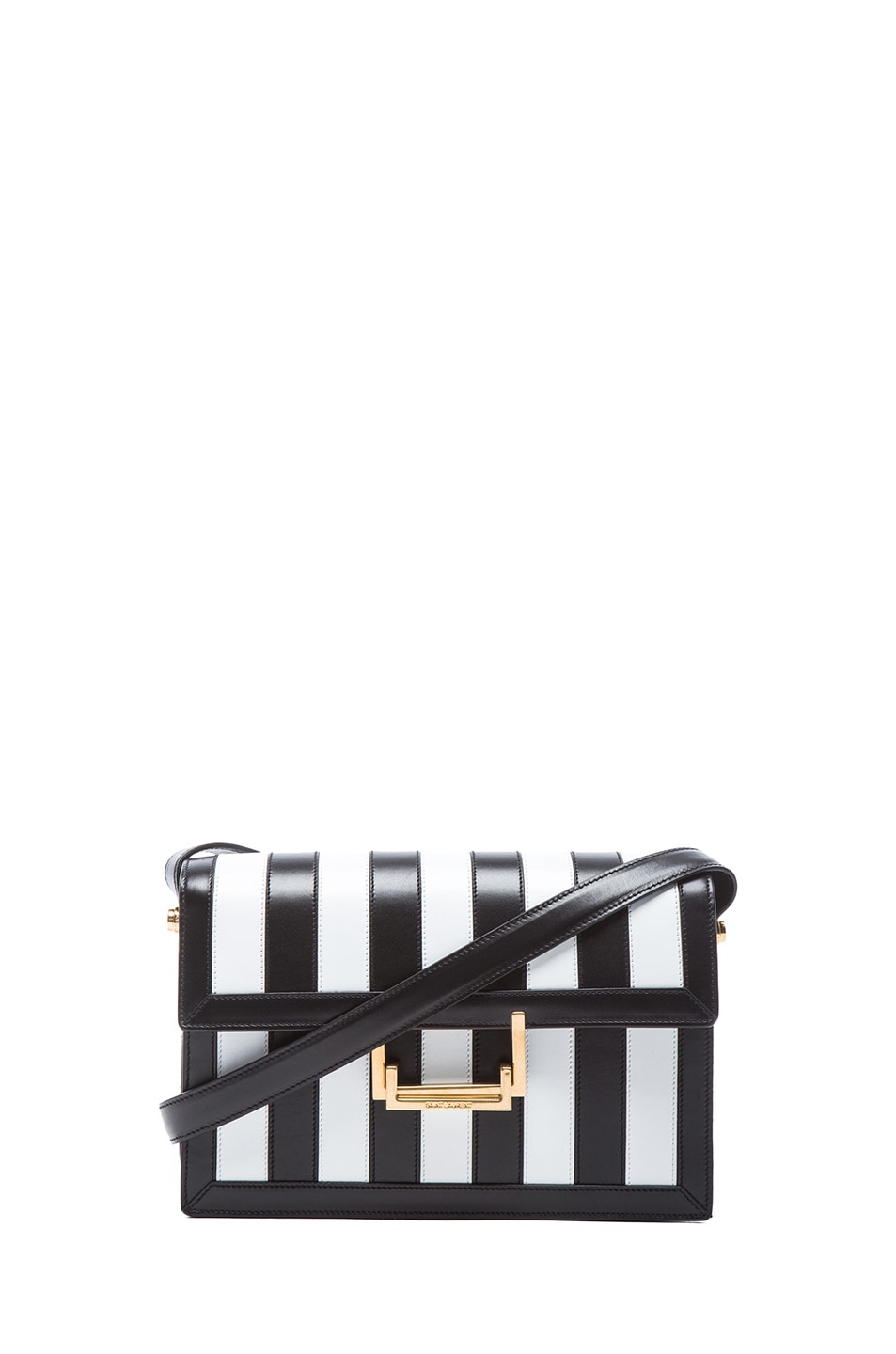 Image 1 of Saint Laurent Medium Lulu Striped Satchel in BLack & White