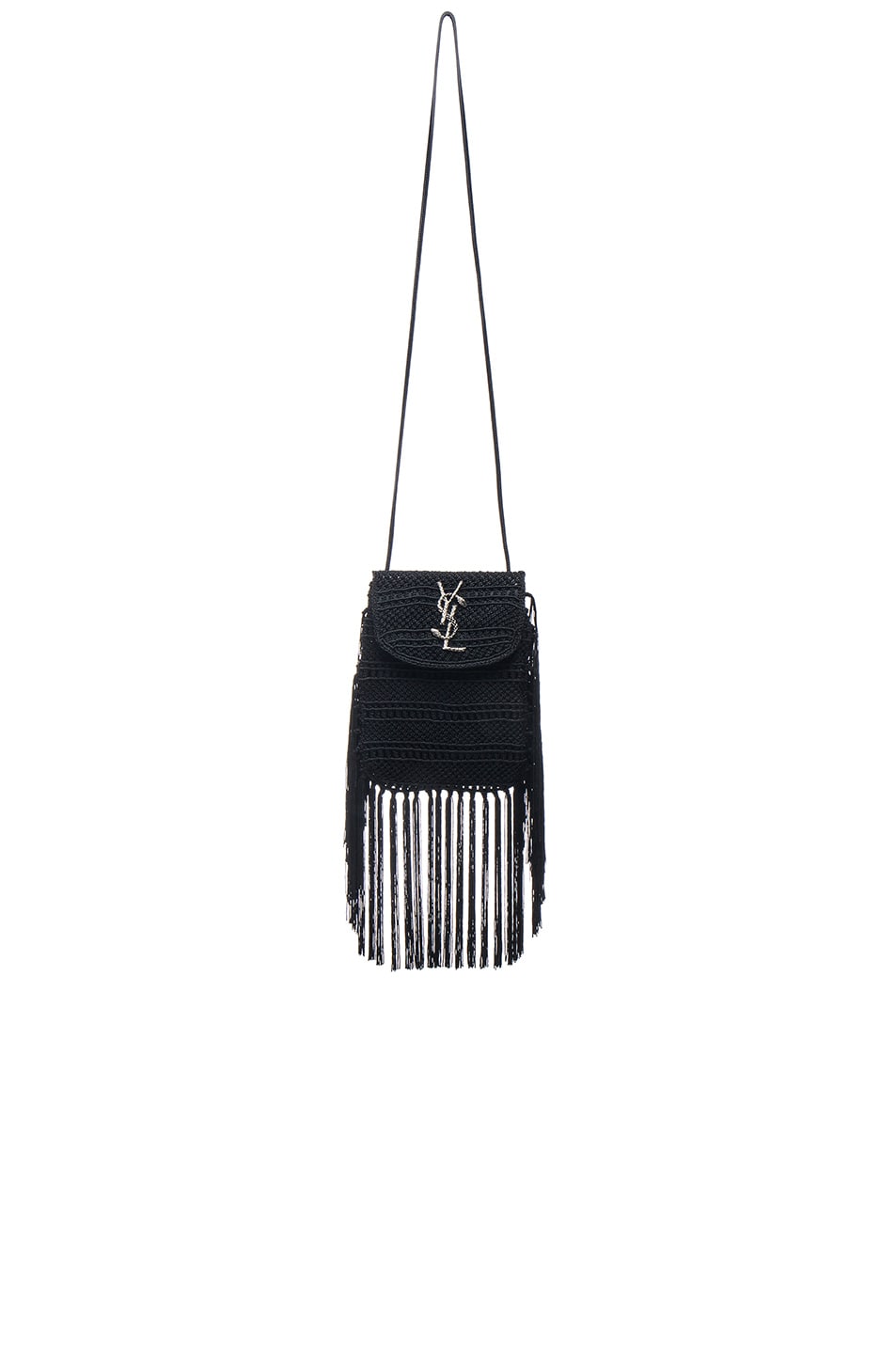 Image 1 of Saint Laurent Anita Crochet Crossbody Bag in Black