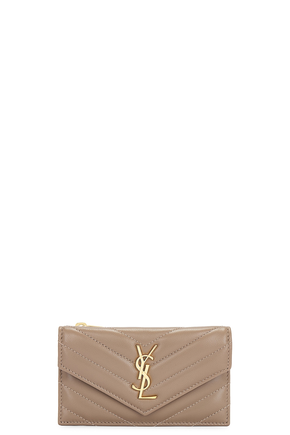 Cassandre Zipped Fragments Credit Card Case in Taupe