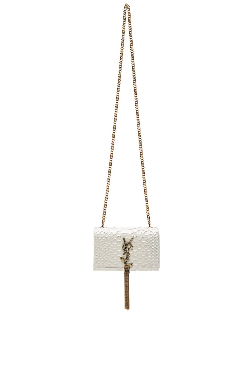 Image 1 of Saint Laurent Small Python Effect Monogramme Chain Bag in White