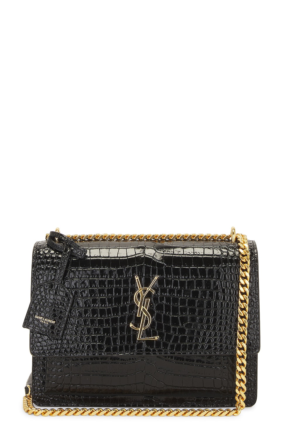 Medium Sunset Chain Bag in Black