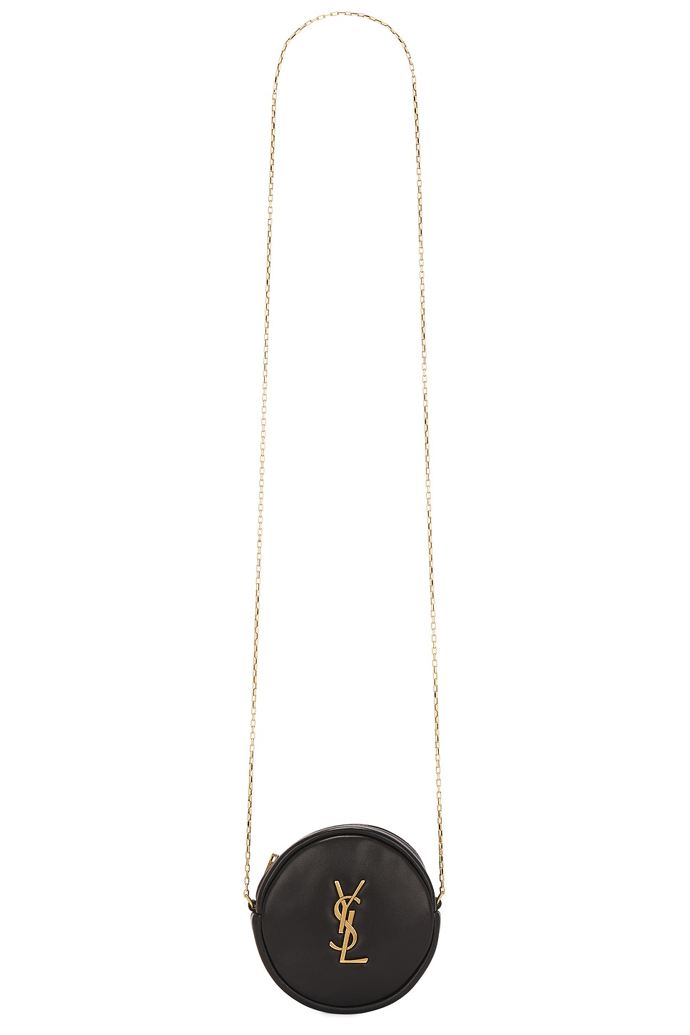 Round Zip Chain Bag in Black