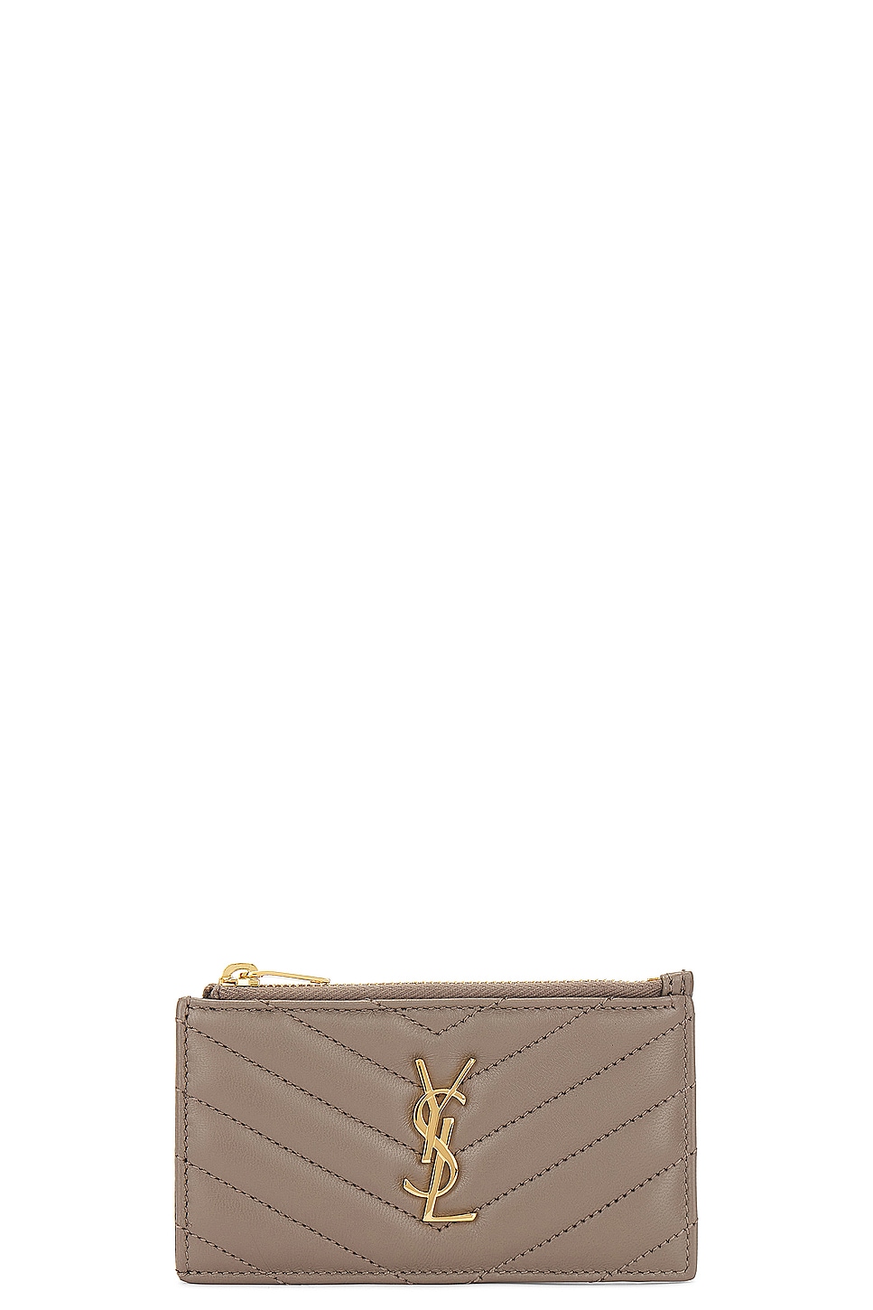 Cassandre Fragments Zipped Card Case in Taupe