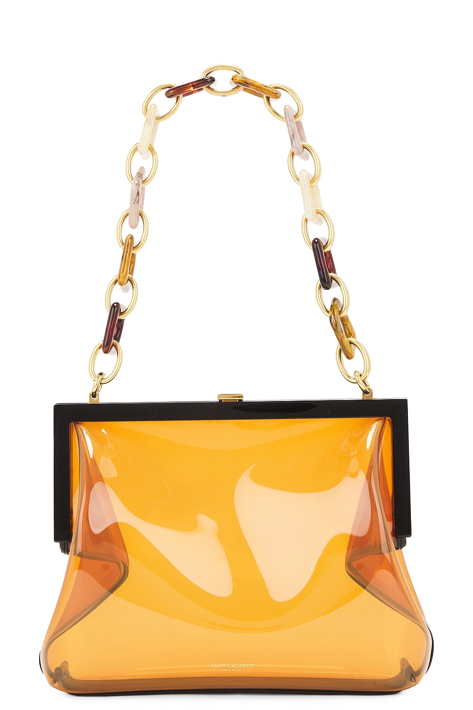 Shop Saint Laurent New Vinyle Shoulder Bag In Flame Orange  Multicolor  & Black