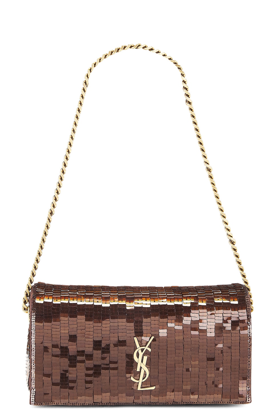 Shop Saint Laurent Mini Kate 99 Chain Bag In Dark Gianduia