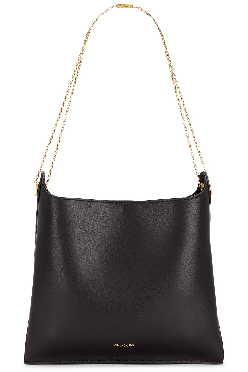 Shop Saint Laurent Flat Shoulder Bag On Chain In Nero