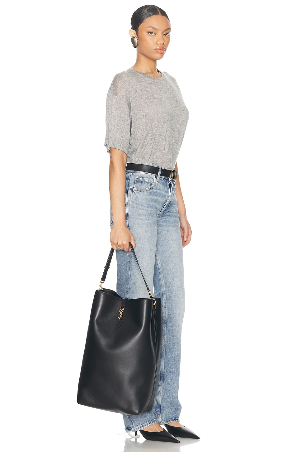 Shop Saint Laurent Le 37 Oversized Bucket Bag In Nero