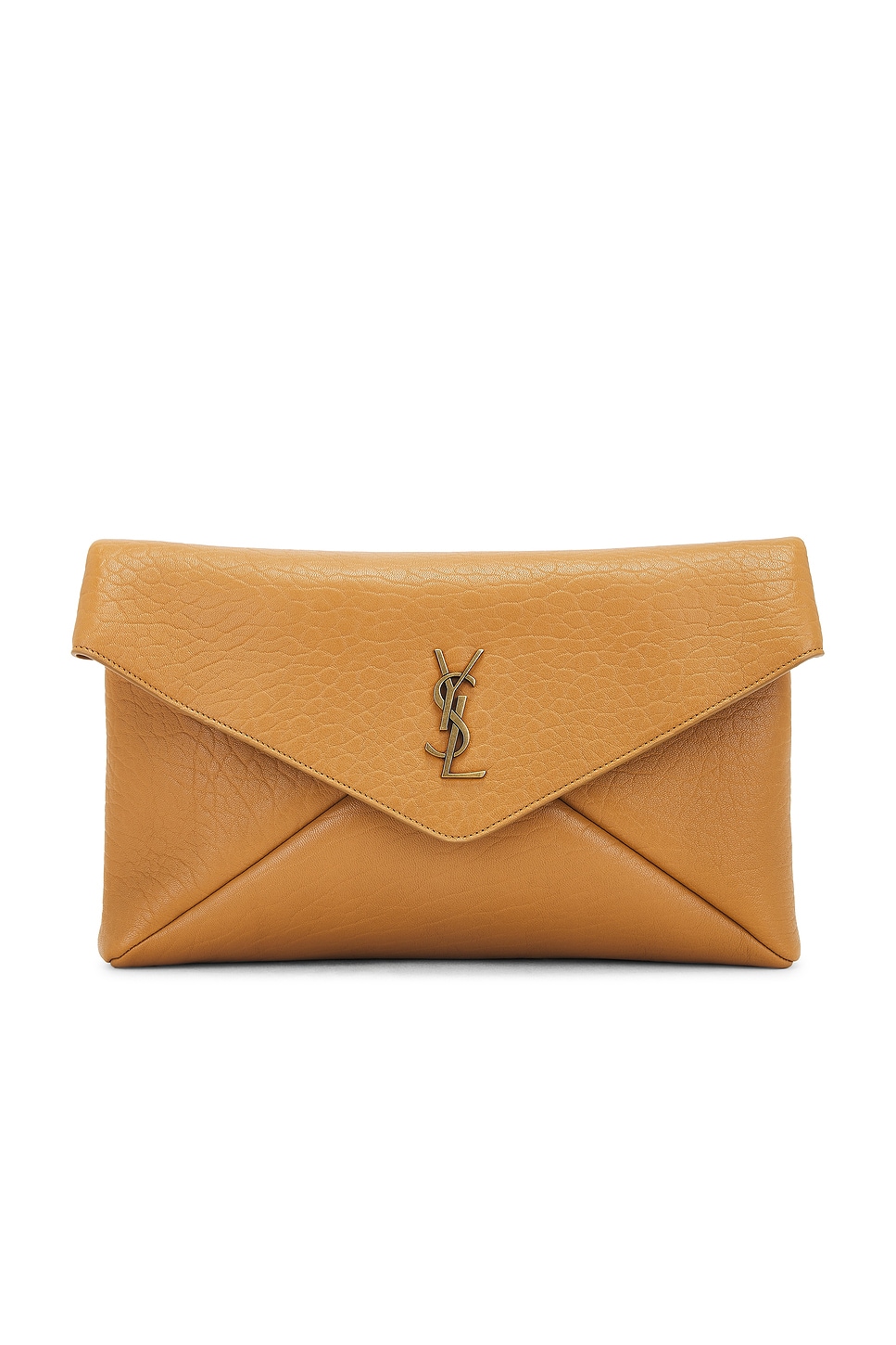 Shop Saint Laurent Large Envelope Pouch In Dark Sun