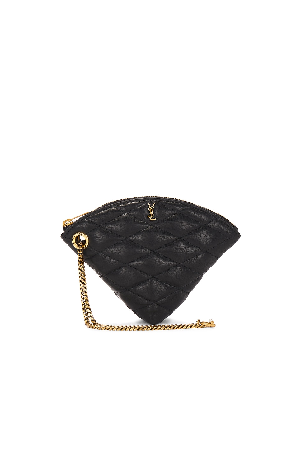 Saint Laurent Sade Triangle Coin Purse In Black