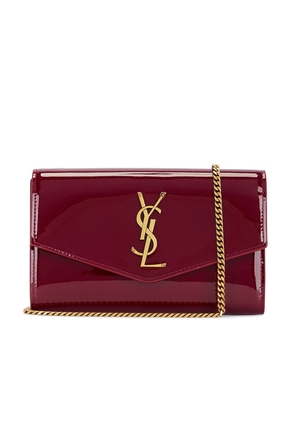 Shop Saint Laurent Wallet On Chain Bag In Red Grenat