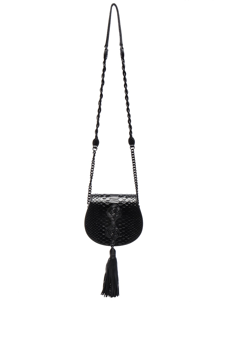 Image 1 of Saint Laurent Small Embossed Python Passementerie Chain Bag in Black