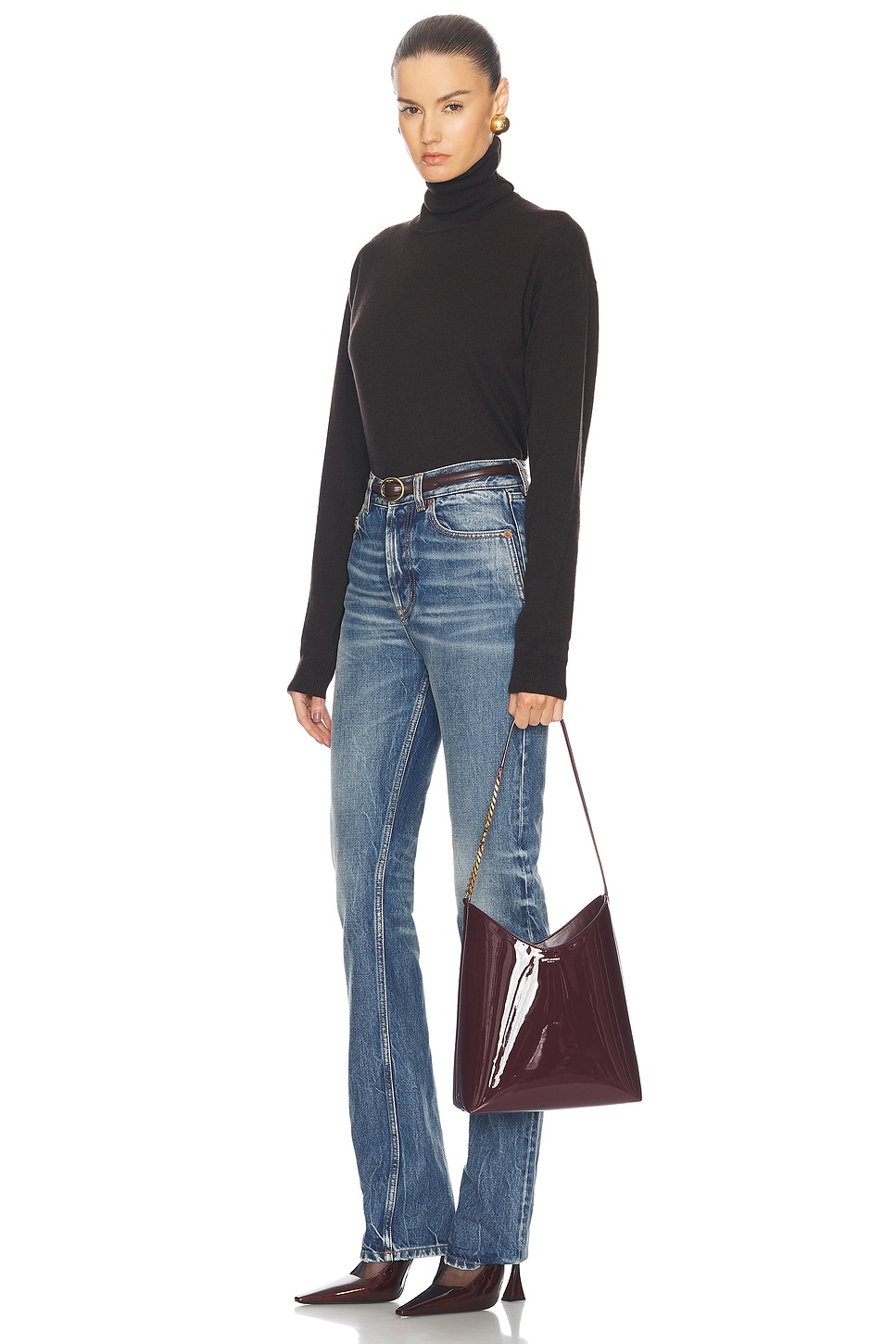 Shop Saint Laurent Rendez-vous Shoulder Bag In Dark Red Wine