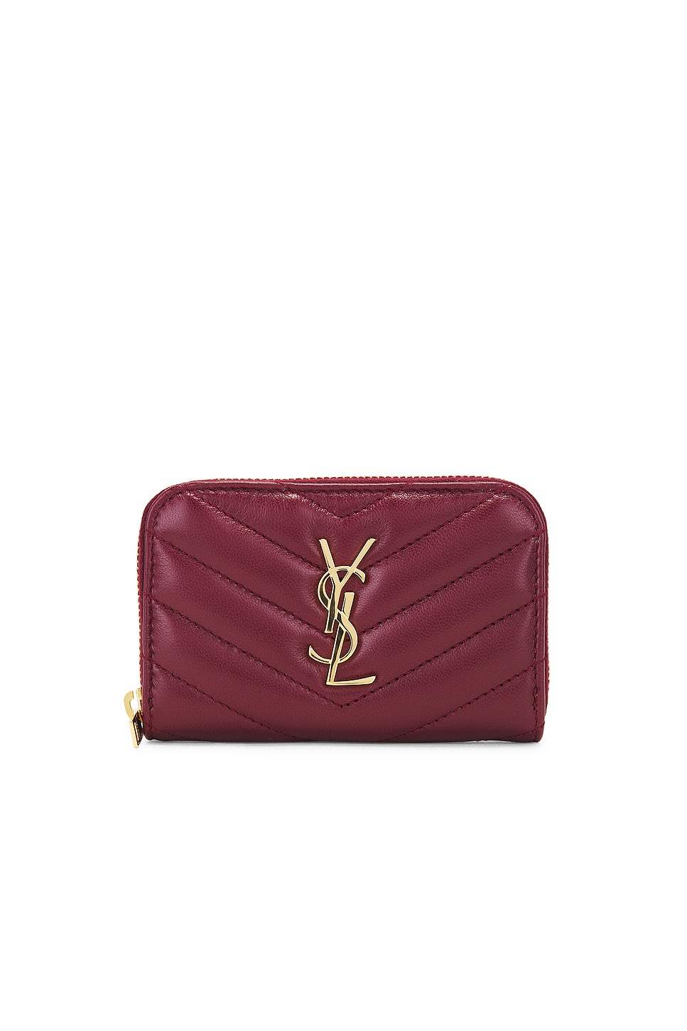 Saint Laurent Coin Card Wallet In New Dark Bordeaux