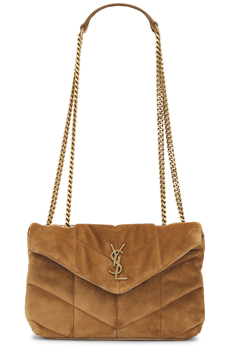 Shop Saint Laurent Toy Puffer Bag In Golden Leaf