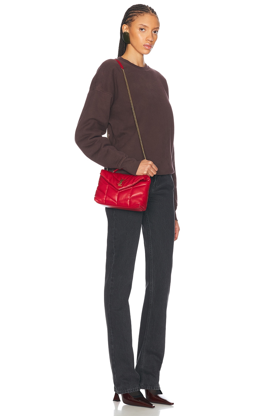 Shop Saint Laurent Toy Puffer Bag In Red Danger